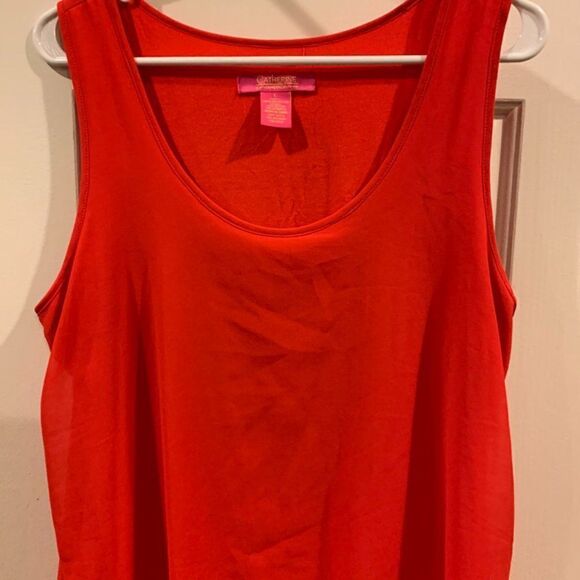 Catherine Malandrino Coral Color Sheer Overlay Dress - Picture 2 of 6